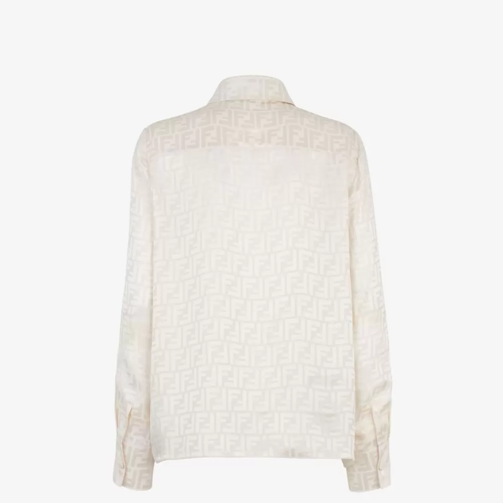 Completi>Fendi Camicia In Seta Ff Bianca