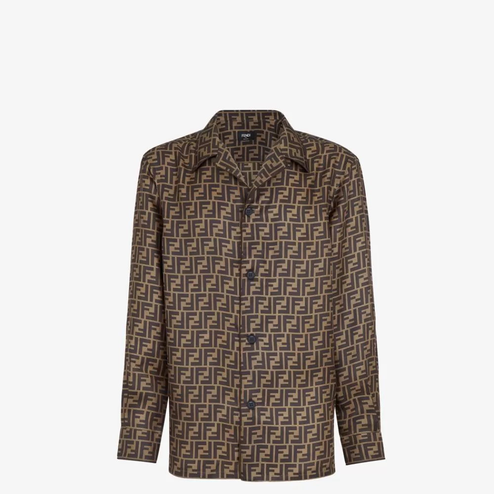 Camicie>Fendi Camicia In Seta Marrone