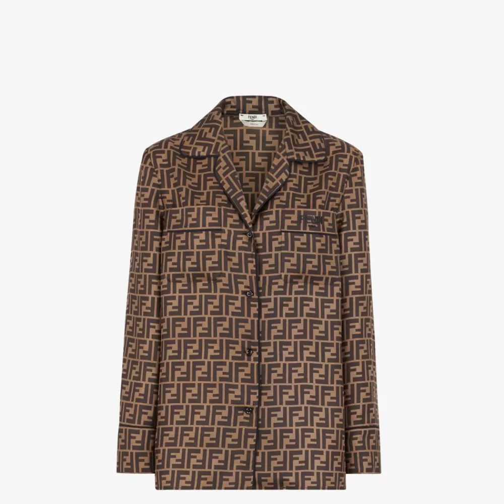 Completi>Fendi Camicia In Twill Marrone