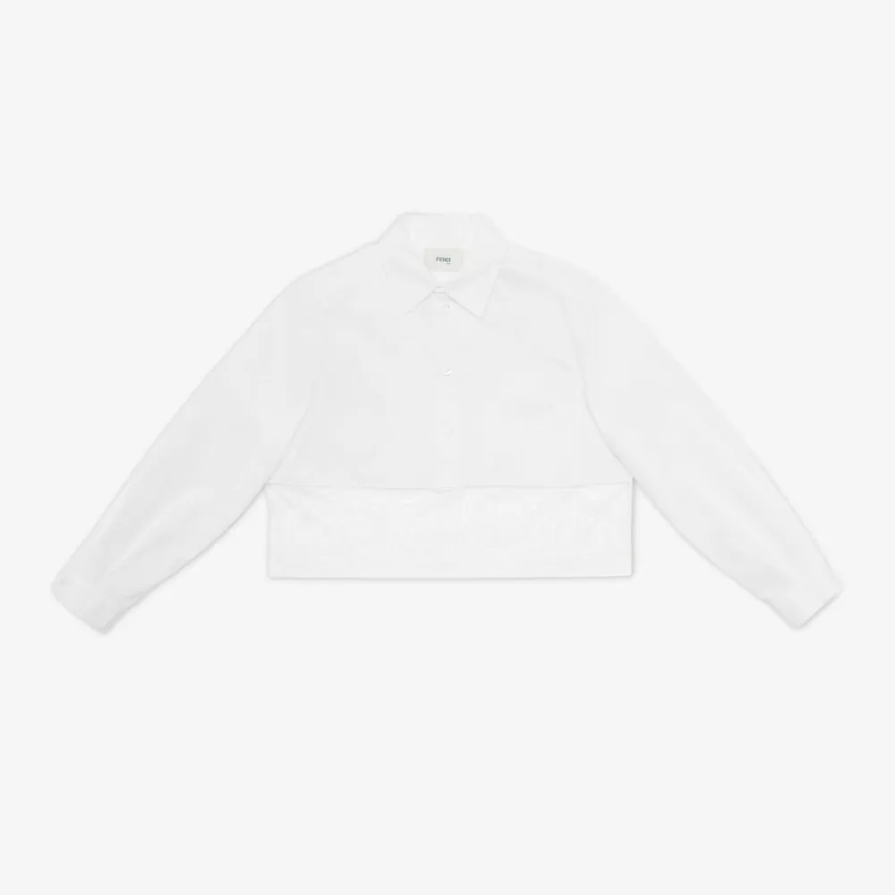 Abbigliamento>Fendi Camicia Junior Cropped In Popeline E Pizzo