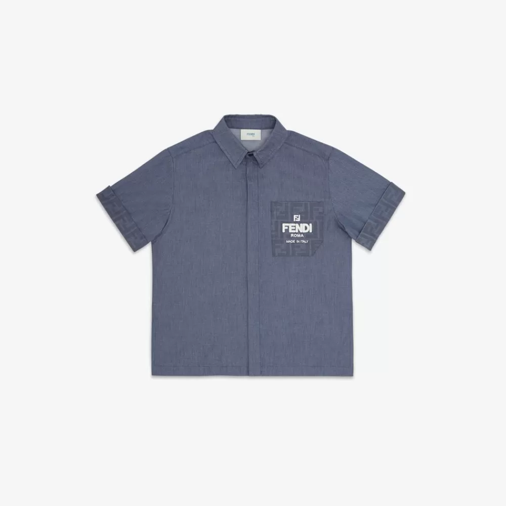 Abbigliamento>Fendi Camicia Junior In Chambray Blu