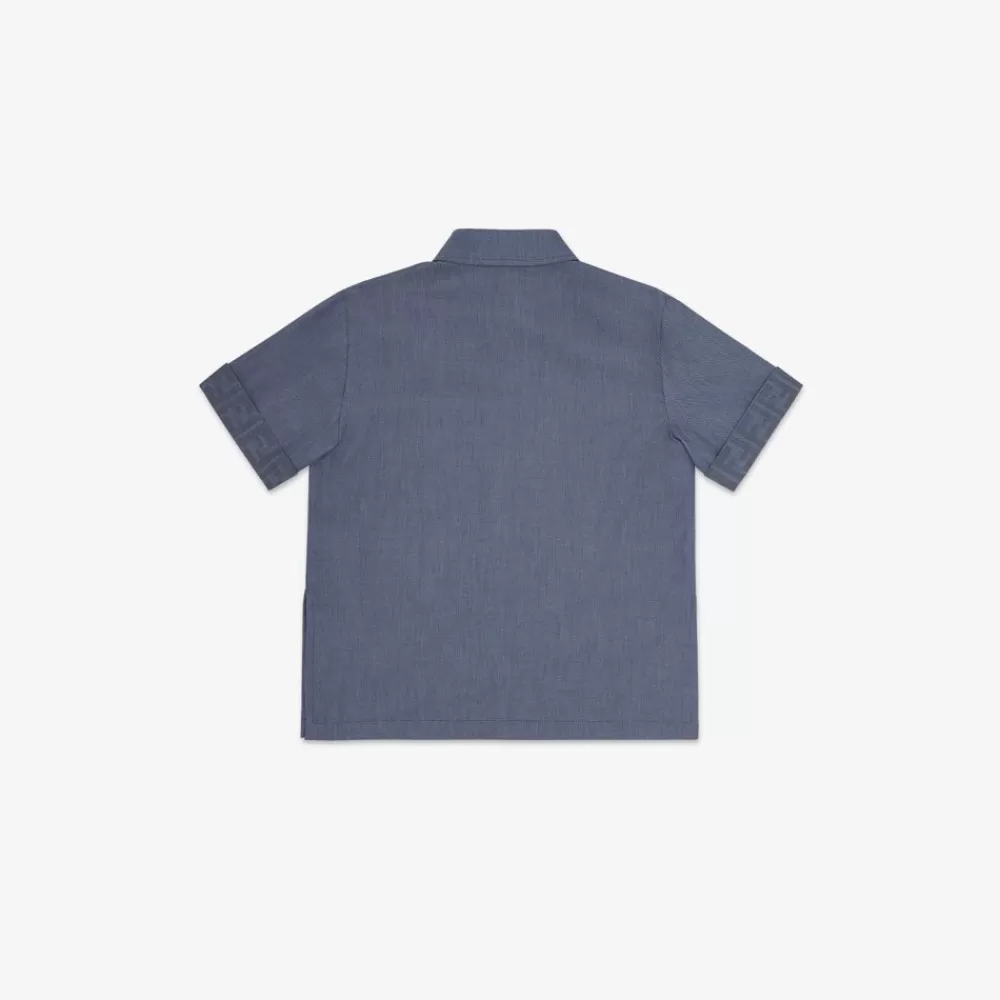 Abbigliamento>Fendi Camicia Junior In Chambray Blu