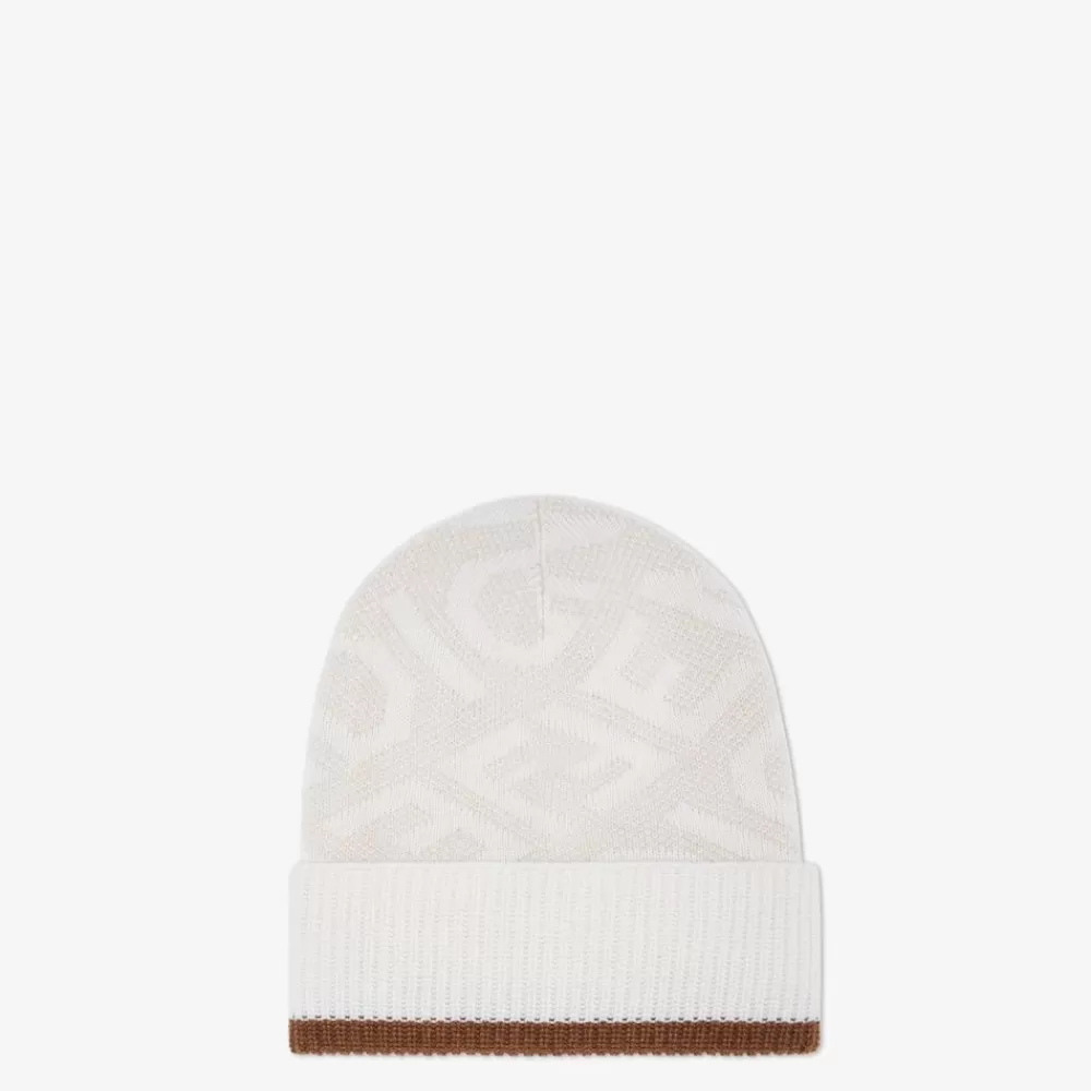Cappelli E Guanti>Fendi Cappello In Cashmere E Mohair Crema