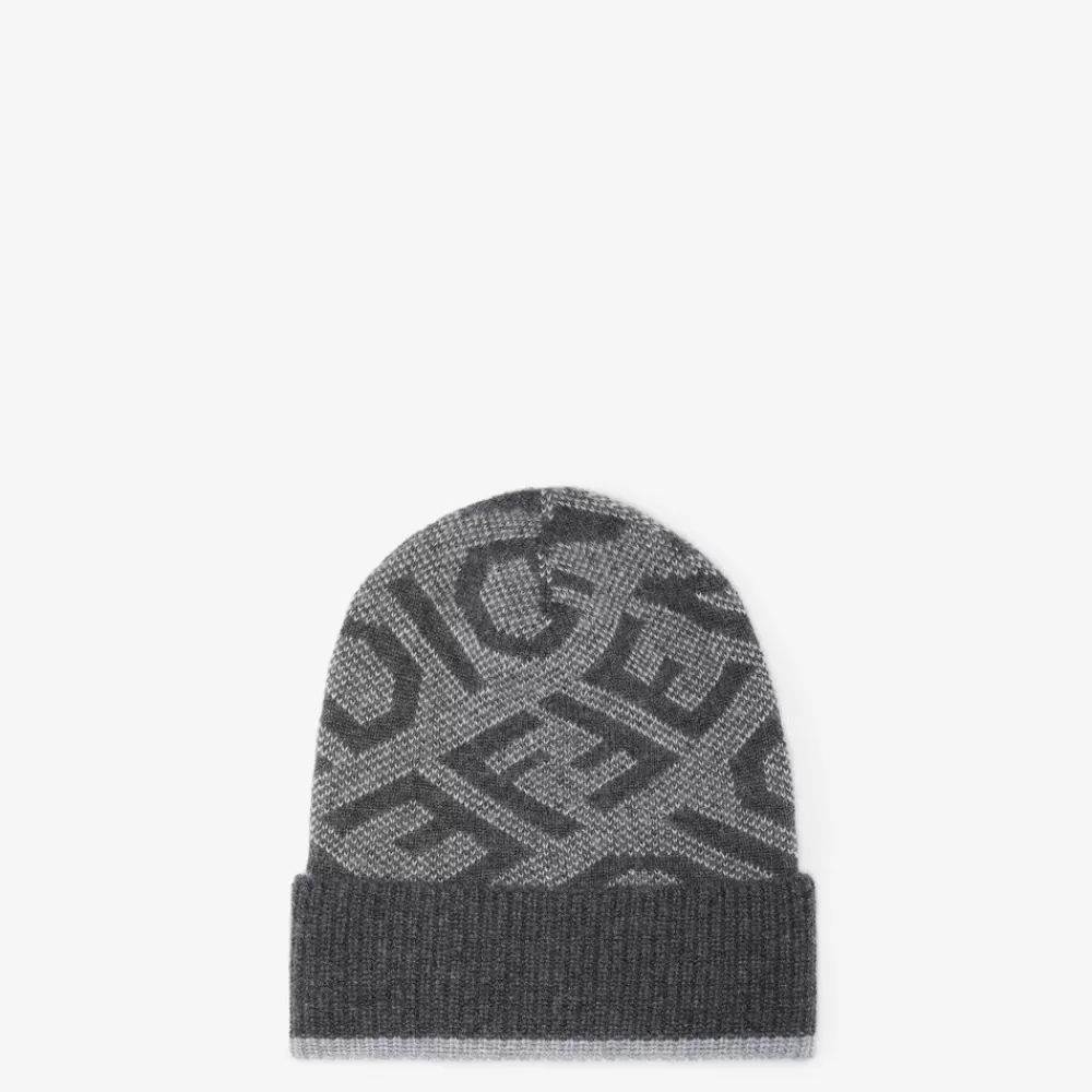 Cappelli E Guanti>Fendi Cappello In Cashmere E Mohair Grigio Scuro