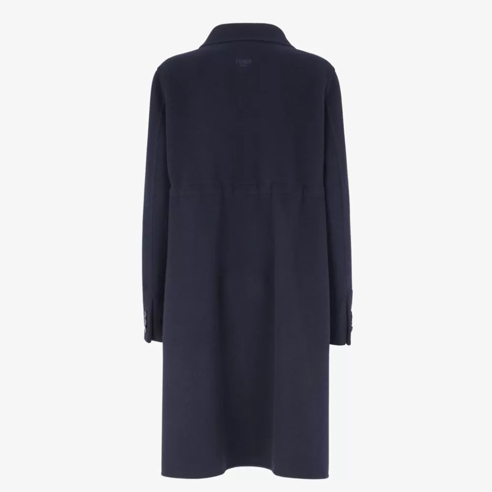 Cappotti E Capispalla>Fendi Cappotto In Cashmere Blu