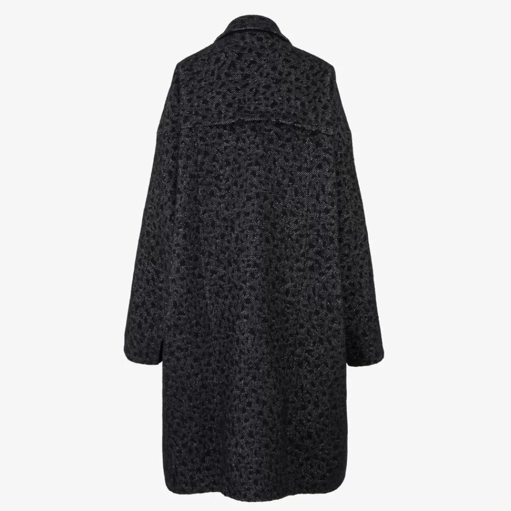 Cappotti E Capispalla>Fendi Cappotto In Lana Animalier Nero