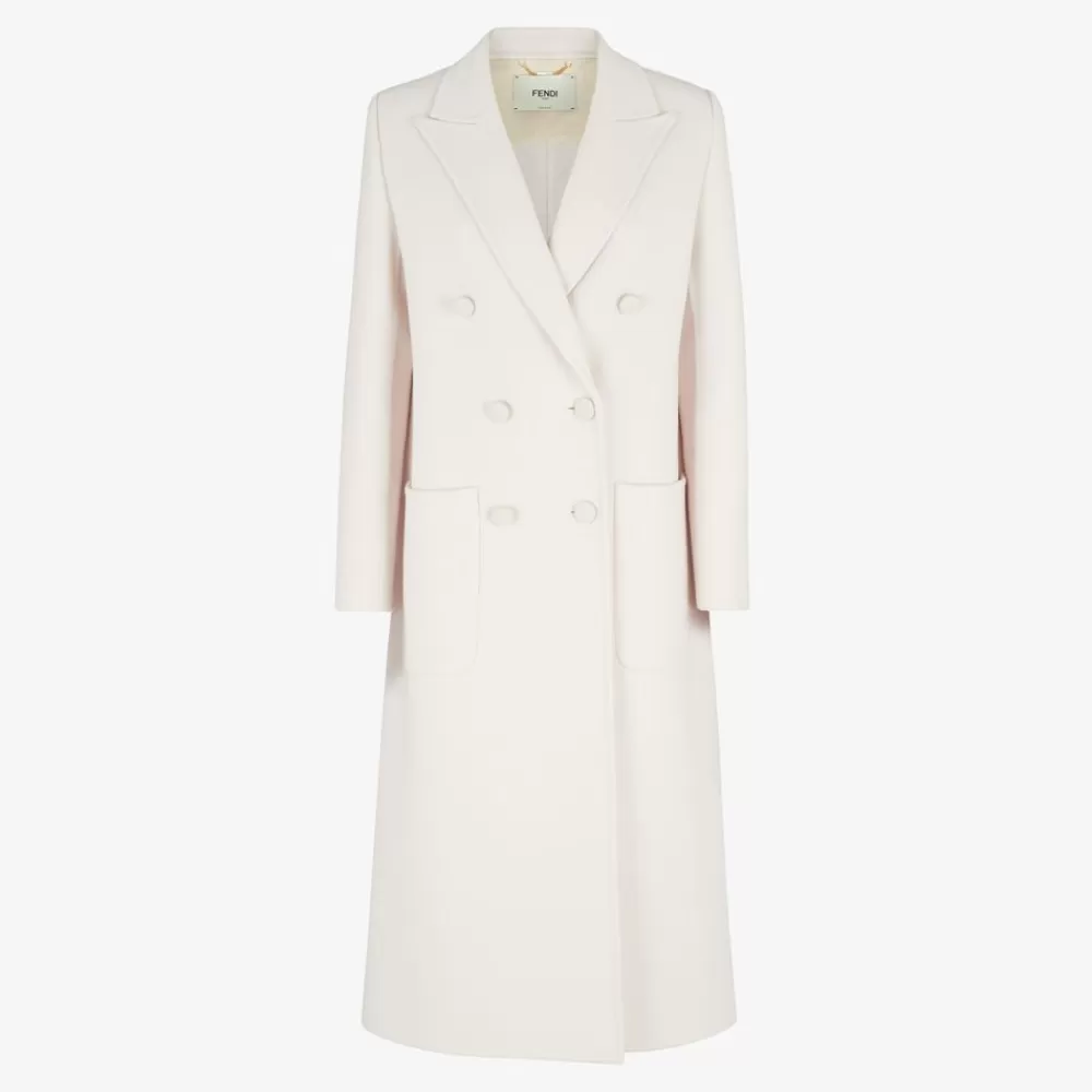 Cappotti E Capispalla>Fendi Cappotto In Lana Bianca