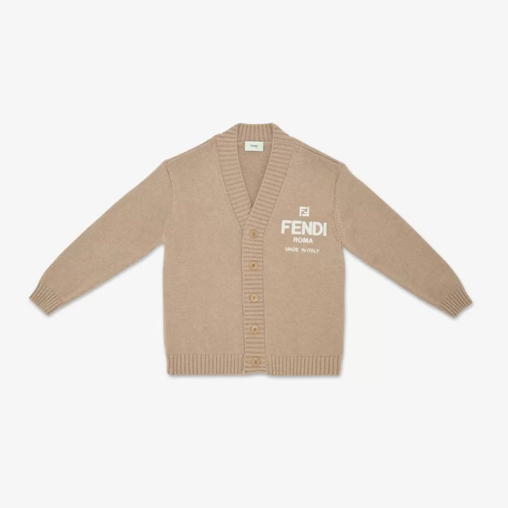 Abbigliamento>Fendi Cardigan Roma In Misto Lana Ecru