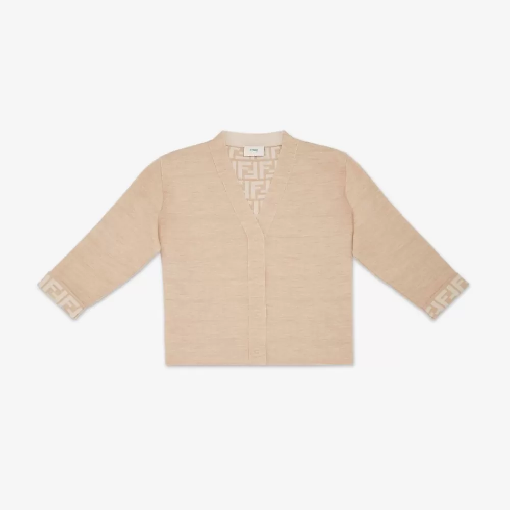 Abbigliamento>Fendi Cardigan Junior In Lana Beige