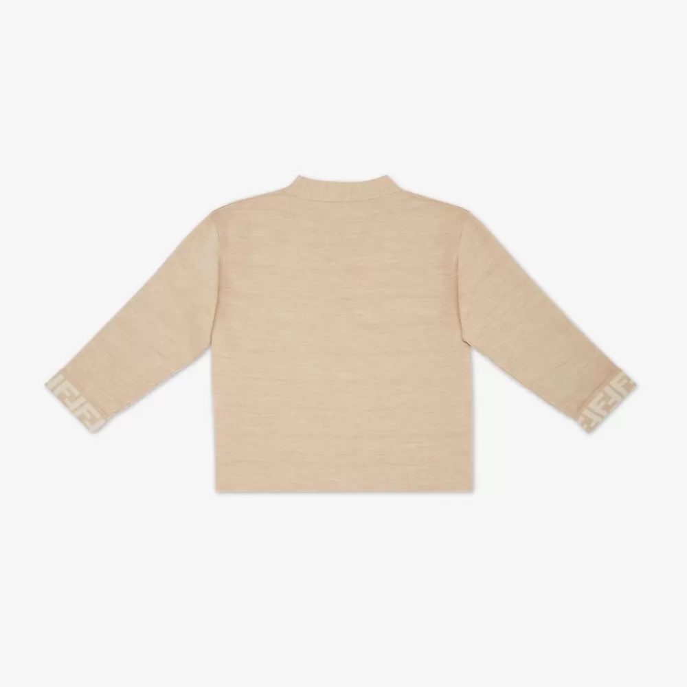 Abbigliamento>Fendi Cardigan Junior In Lana Beige