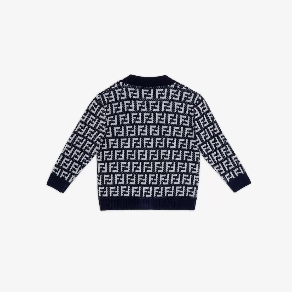 Abbigliamento>Fendi Cardigan Junior In Maglia Di Ciniglia Con Logo