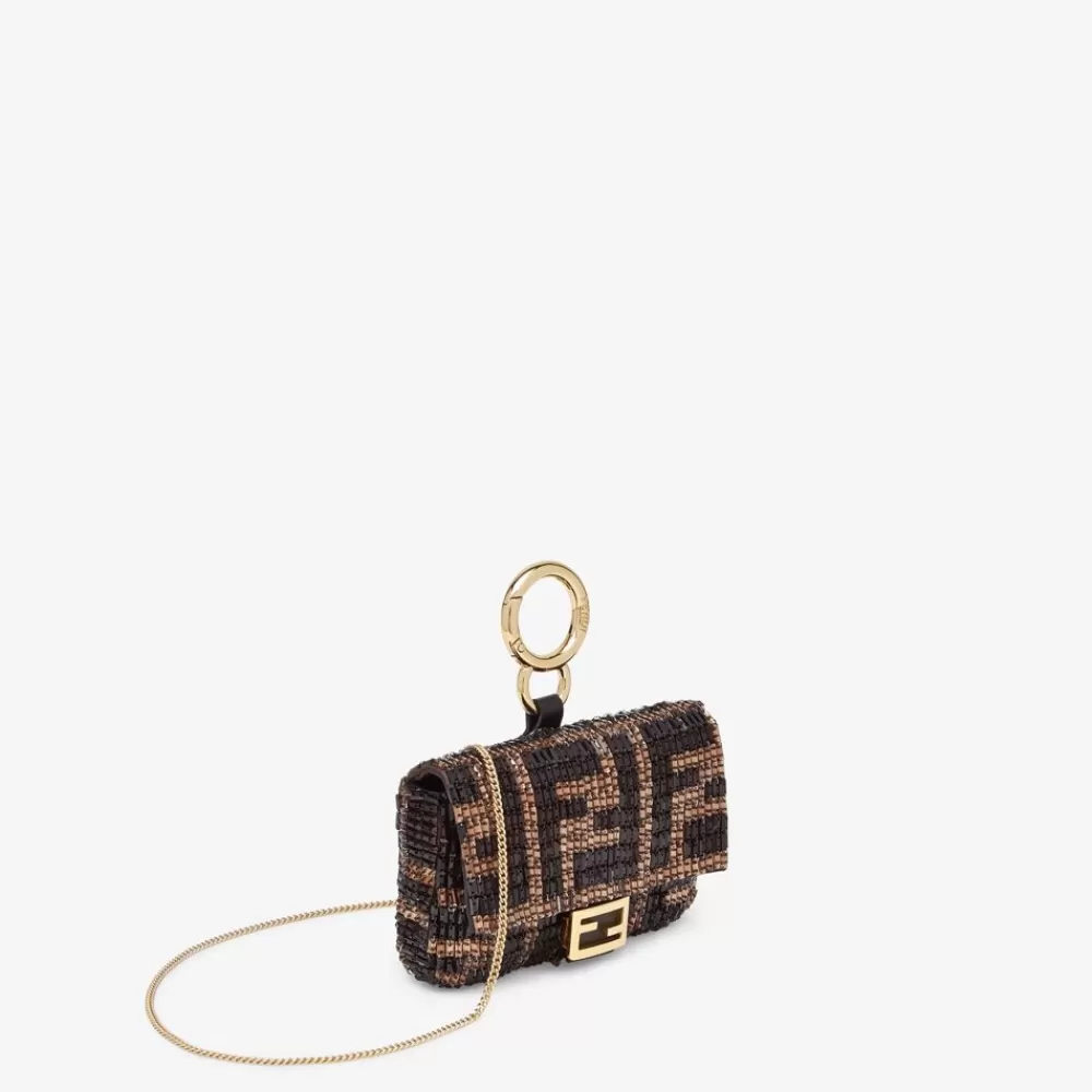 Miniature Bags>Fendi Charm Con Perline Marroni