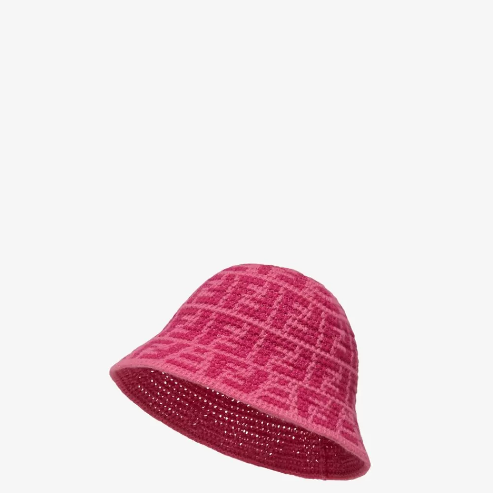 Cappelli E Guanti>Fendi Cloche In Cashmere Ciclamino