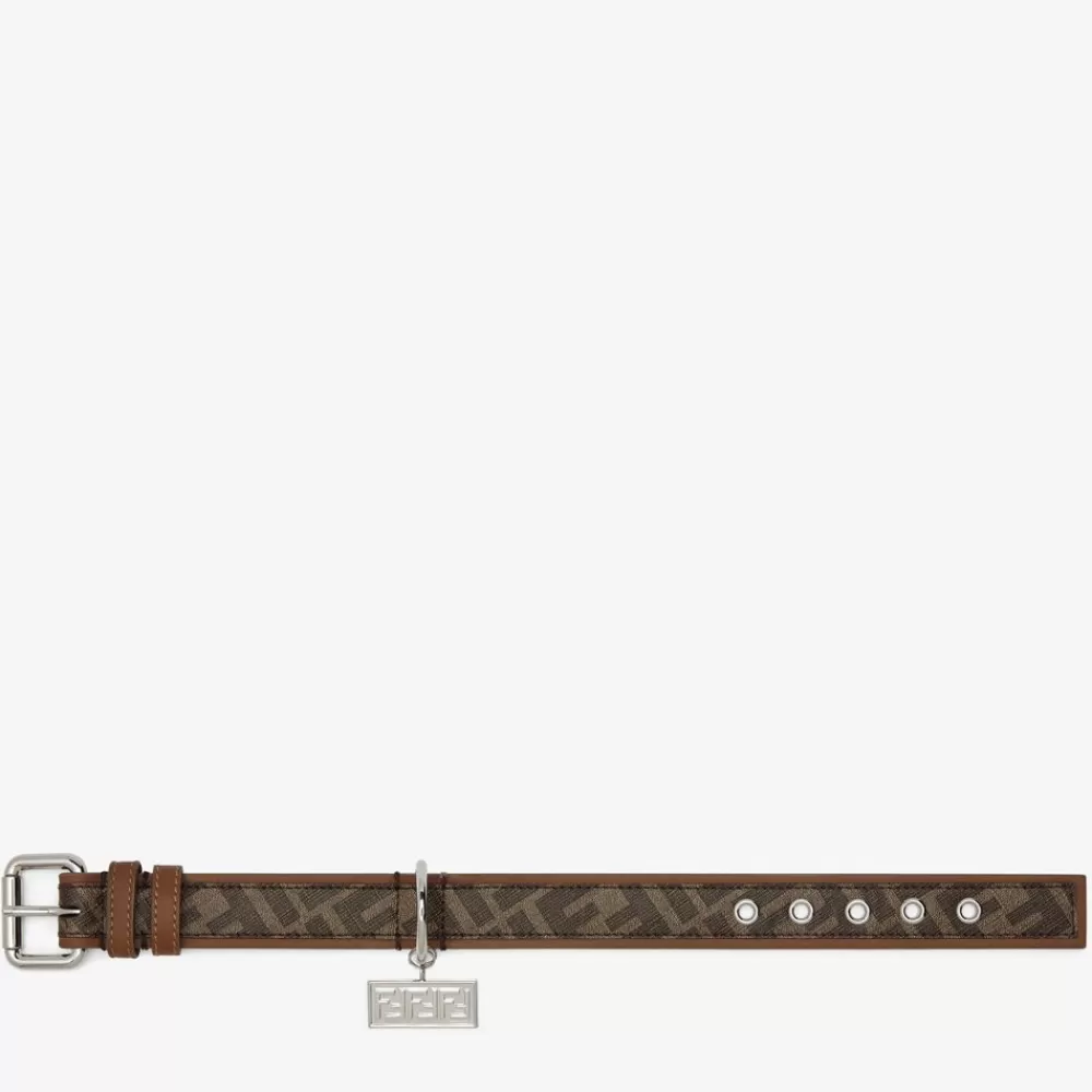 Accessori Per Animali Domestici>Fendi Collare In Tessuto Marrone