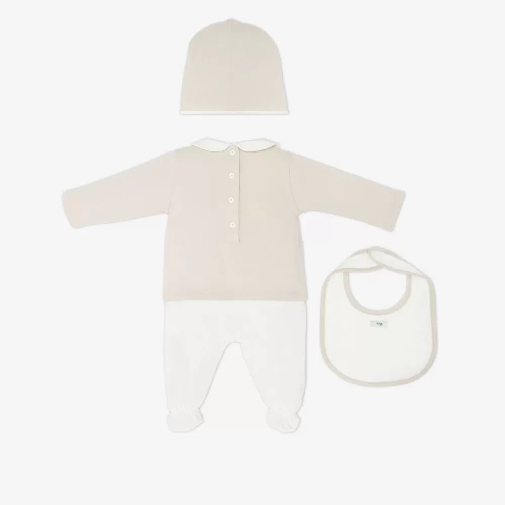 Bambina>Fendi Completino Roma In Jersey Beige