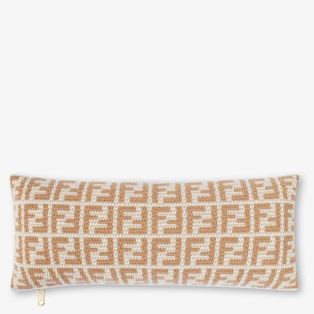Accessori In Tessuto>Fendi Cuscino In Cashmere Beige