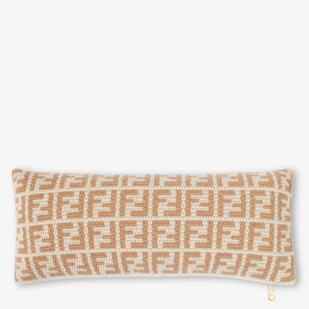 Accessori In Tessuto>Fendi Cuscino In Cashmere Beige