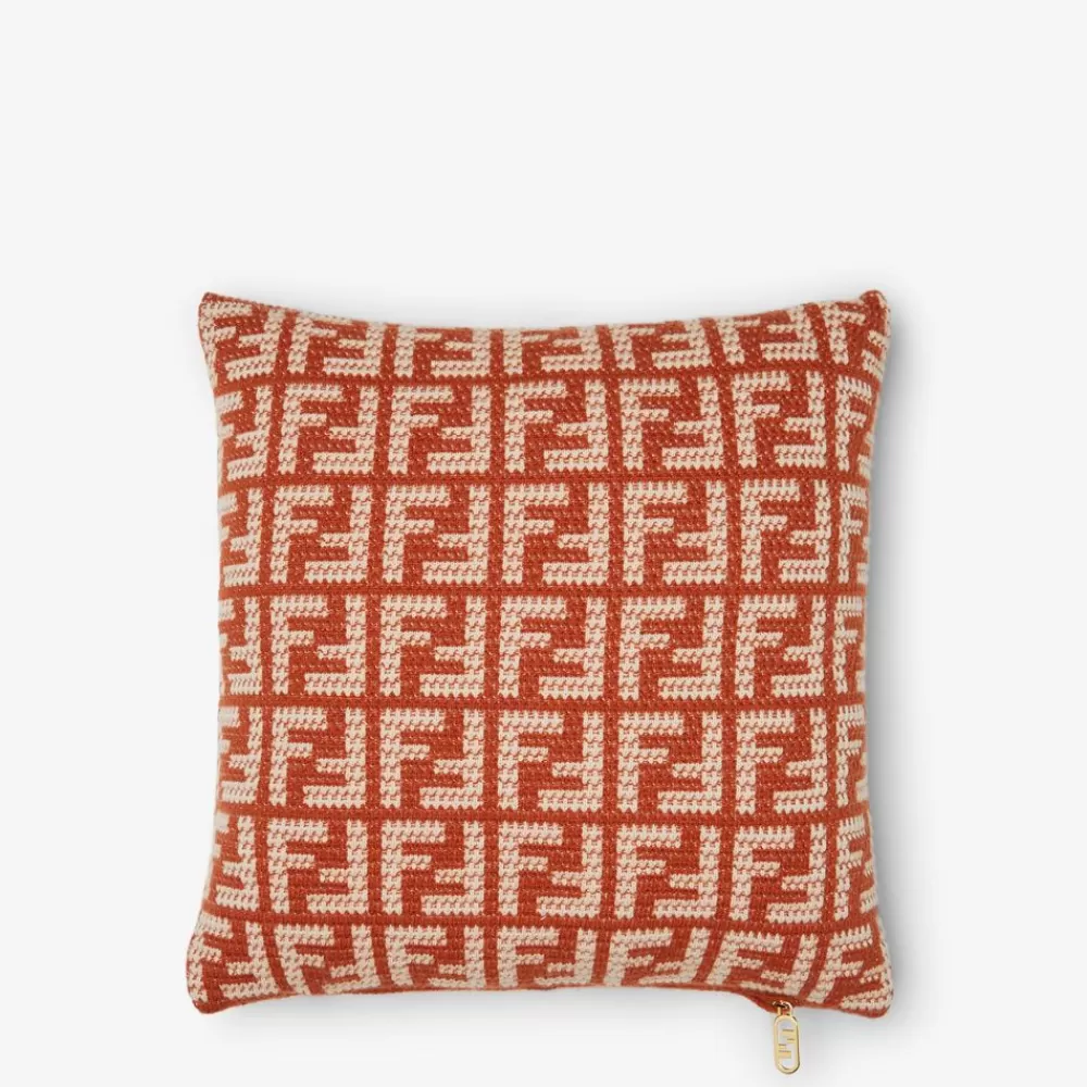 Regali Per La Casa New>Fendi Cuscino In Cashmere Rosso Mattone