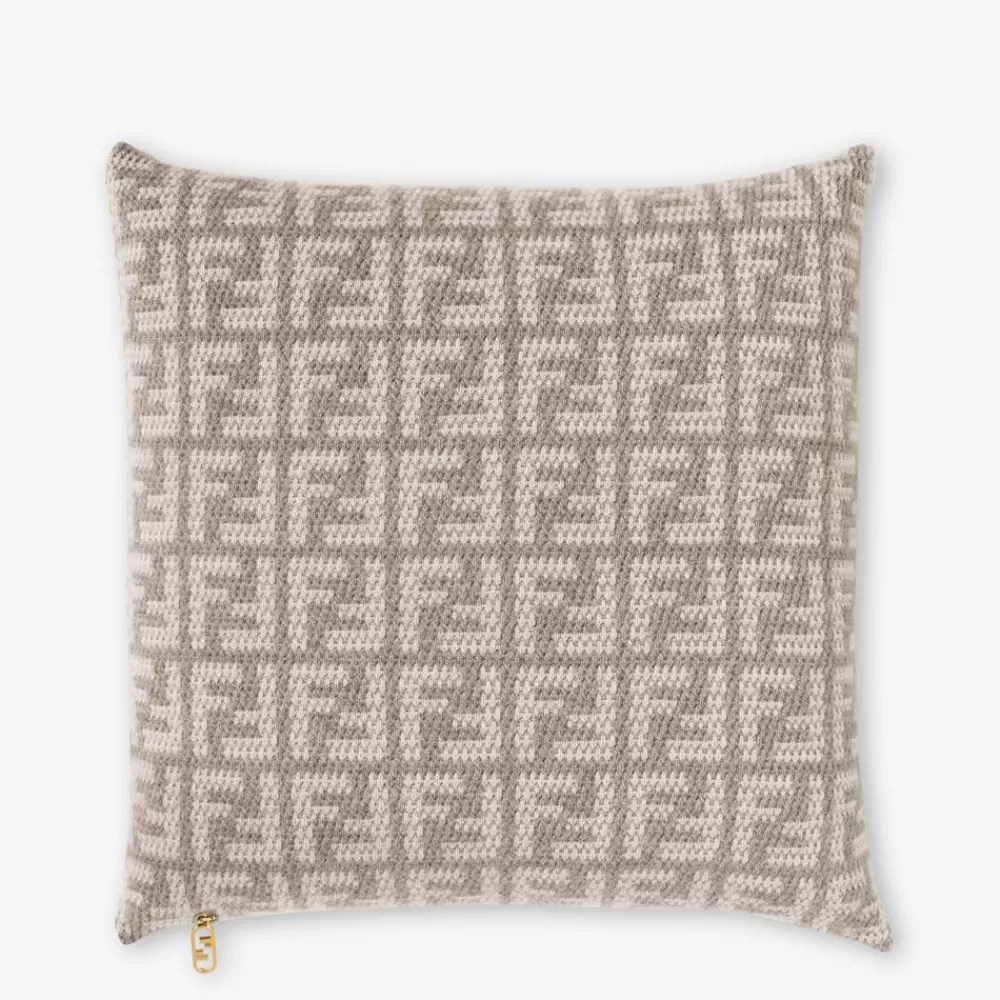Accessori In Tessuto>Fendi Cuscino In Cashmere Tortora
