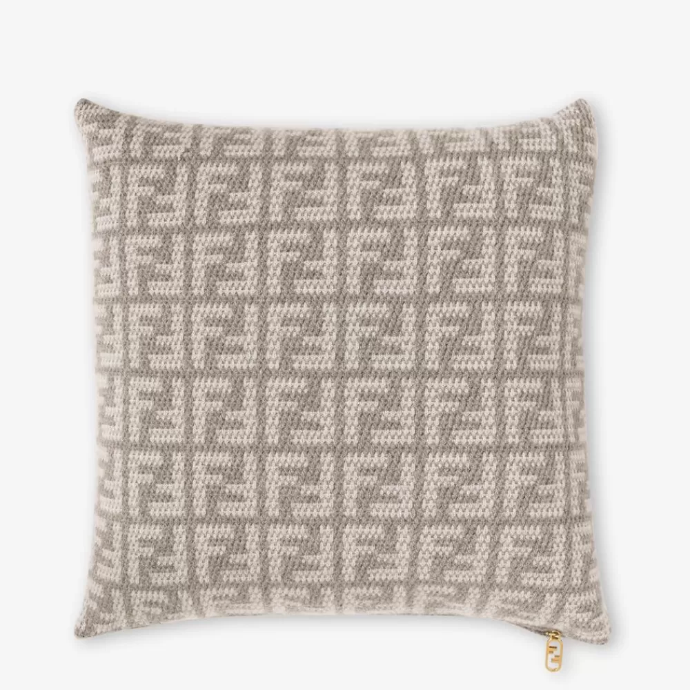 Accessori In Tessuto>Fendi Cuscino In Cashmere Tortora