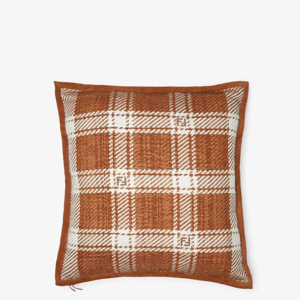 Regali Per La Casa New>Fendi Cuscino In Pelle Intrecciata Marrone