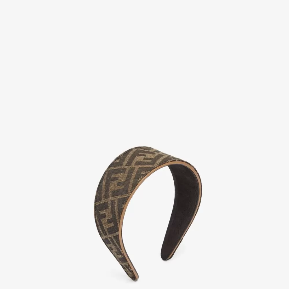 Accessori Per Capelli>Fendi Fascia Rigida In Tessuto Jacquard Ff Marrone