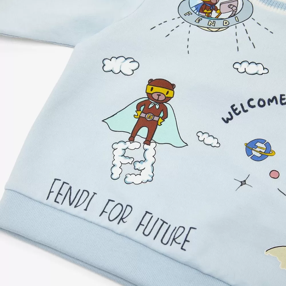 Bambina>Fendi Felpa Baby Celeste E Multicolor