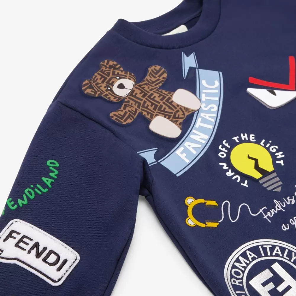 Abbigliamento>Fendi Felpa Junior Blu E Multicolor