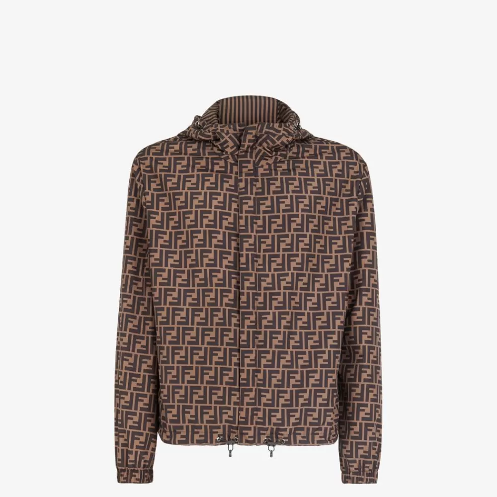 Activewear>Fendi Giacca A Vento In Nylon Marrone