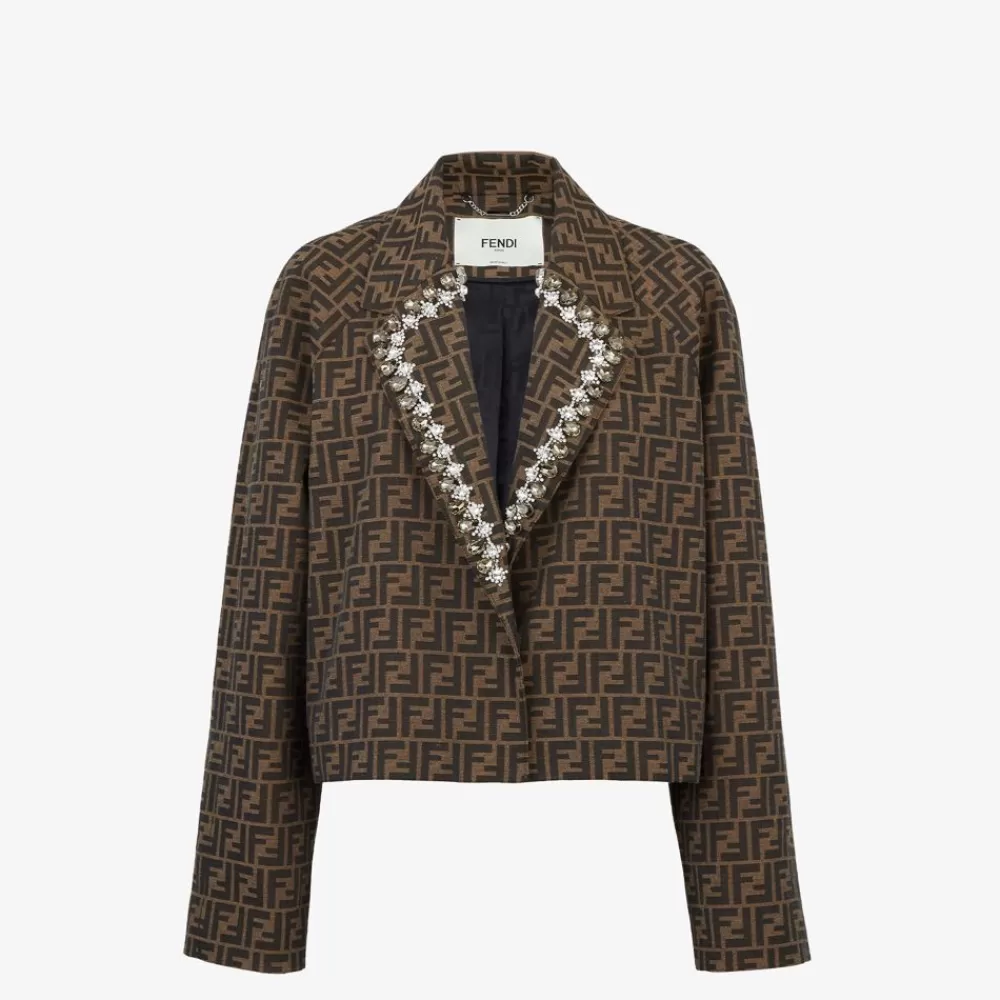 Completi>Fendi Giacca In Canvas Ff Marrone