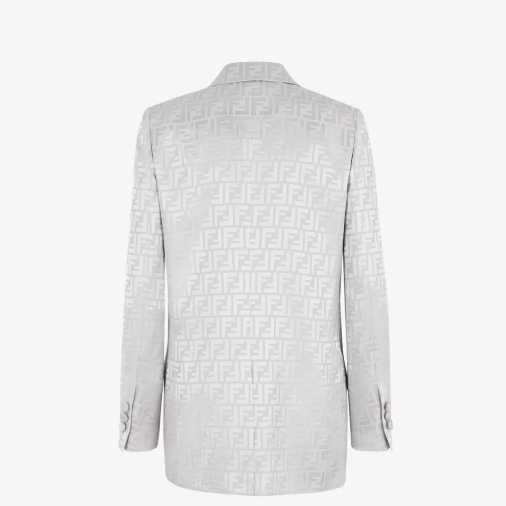 Completi>Fendi Giacca In Crepe Satin Grigio Chiaro