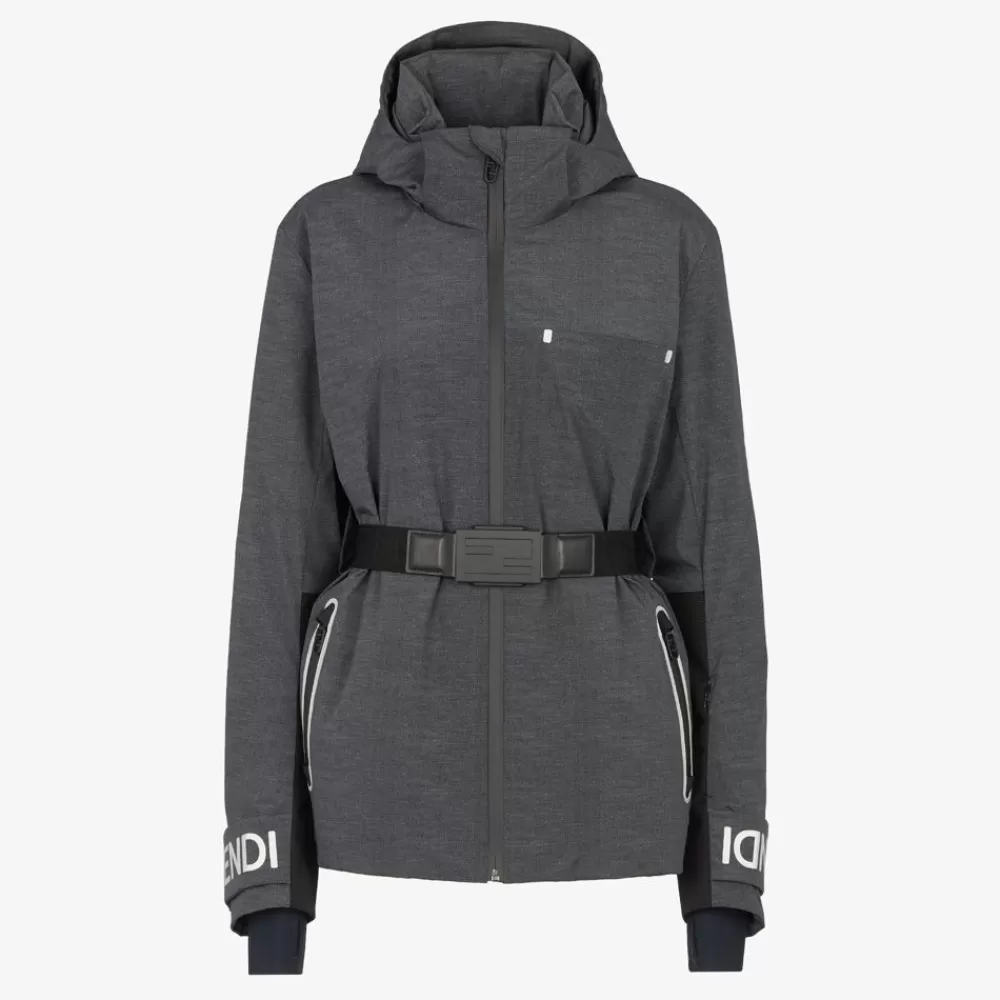 Skiwear>Fendi Giacca In Nylon Grigio
