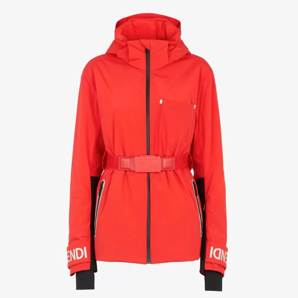 Skiwear>Fendi Giacca In Nylon Rosso