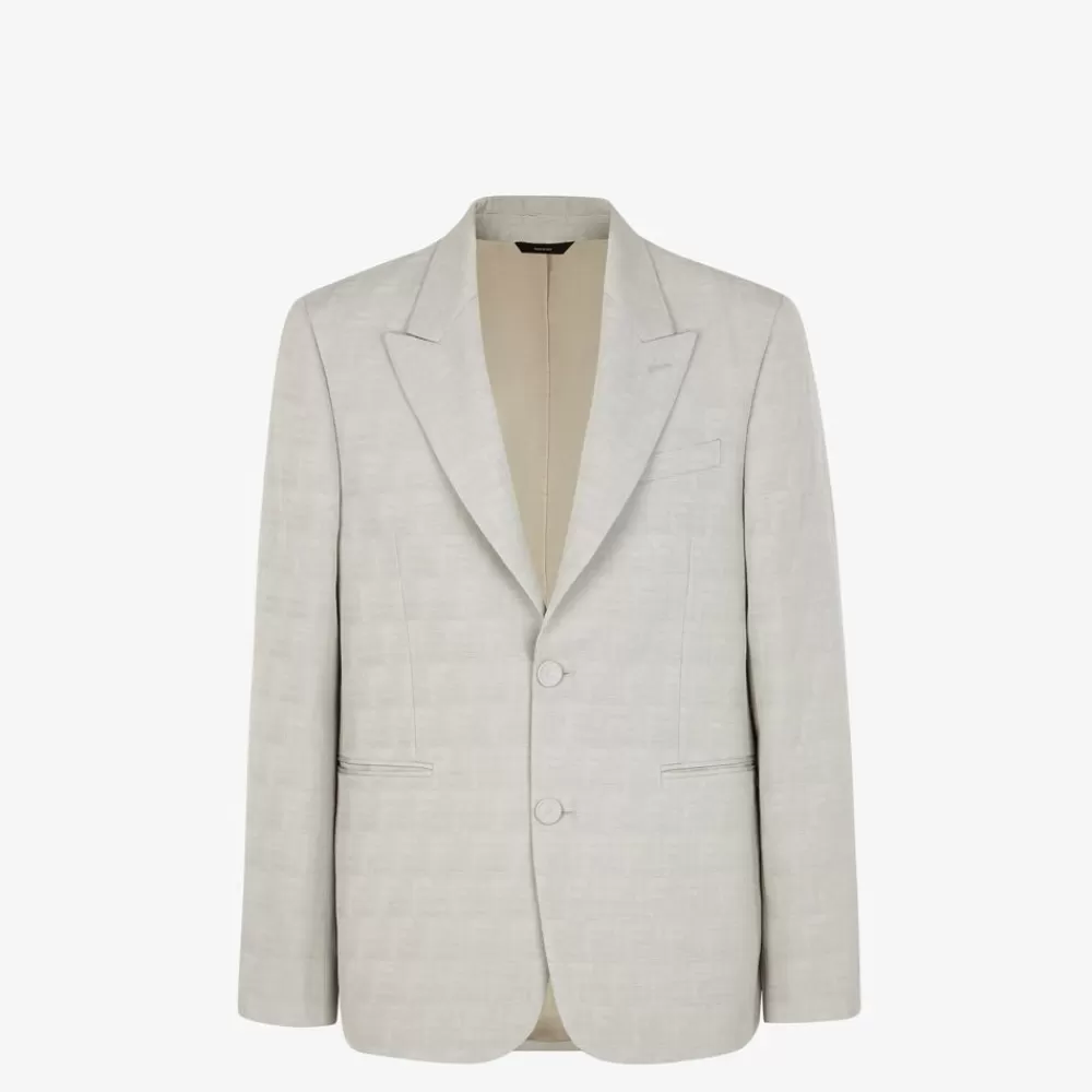 Giacche E Abiti>Fendi Giacca In Tessuto Jacquard Beige
