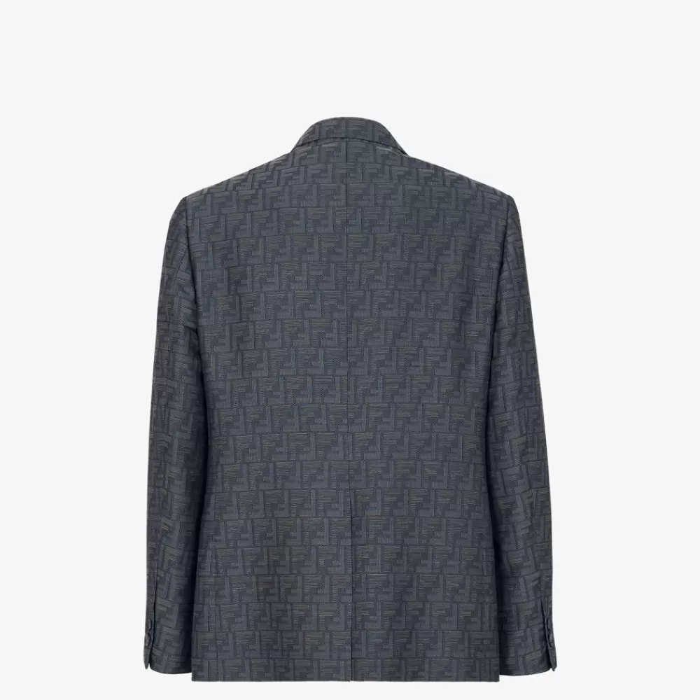 Giacche E Abiti>Fendi Giacca In Tessuto Jacquard Blu