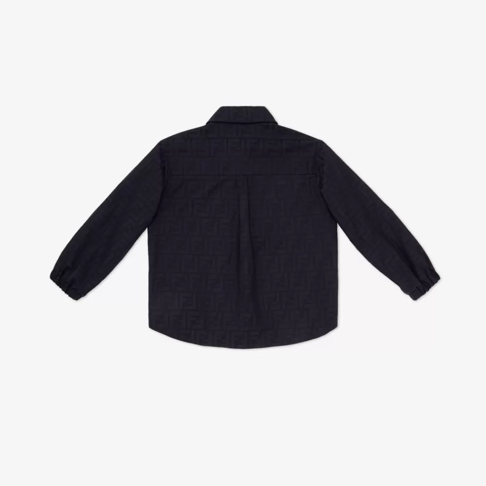 Abbigliamento>Fendi Giacca-Camicia Junior In Jacquard Leggero Blu Scuro