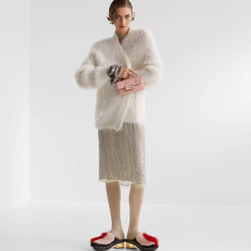 Gonne>Fendi Gonna Con Paillette Ricamate Color Argento