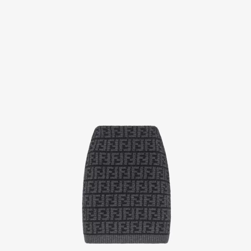 Completi>Fendi Gonna In Cashmere Ff Crochet Nero