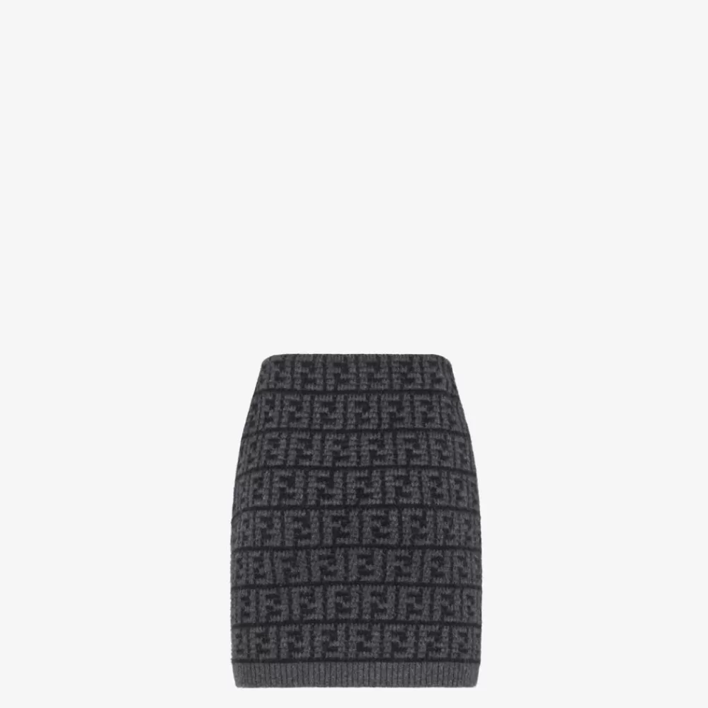 Completi>Fendi Gonna In Cashmere Ff Crochet Nero