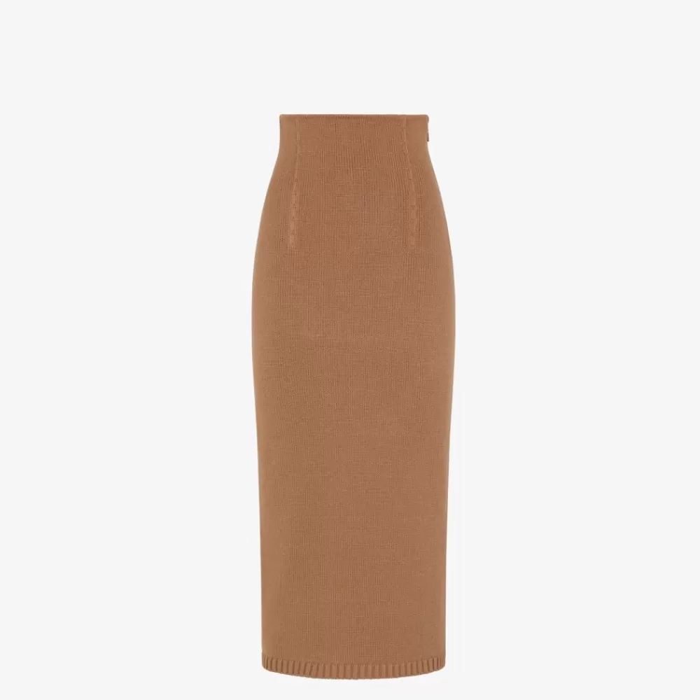 Completi>Fendi Gonna In Cashmere Marrone