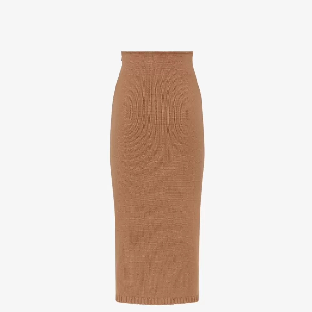 Completi>Fendi Gonna In Cashmere Marrone