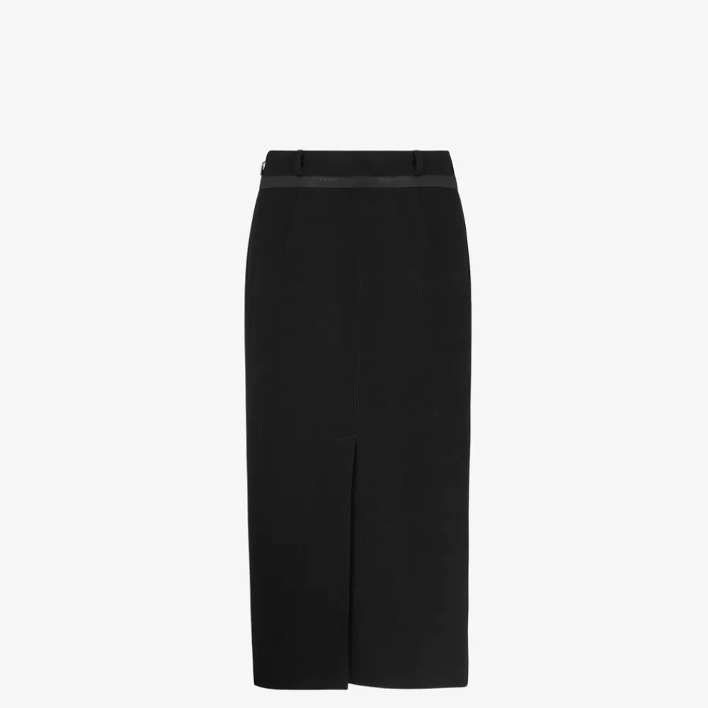 Gonne>Fendi Gonna In Lana Gran De Poudre Nera
