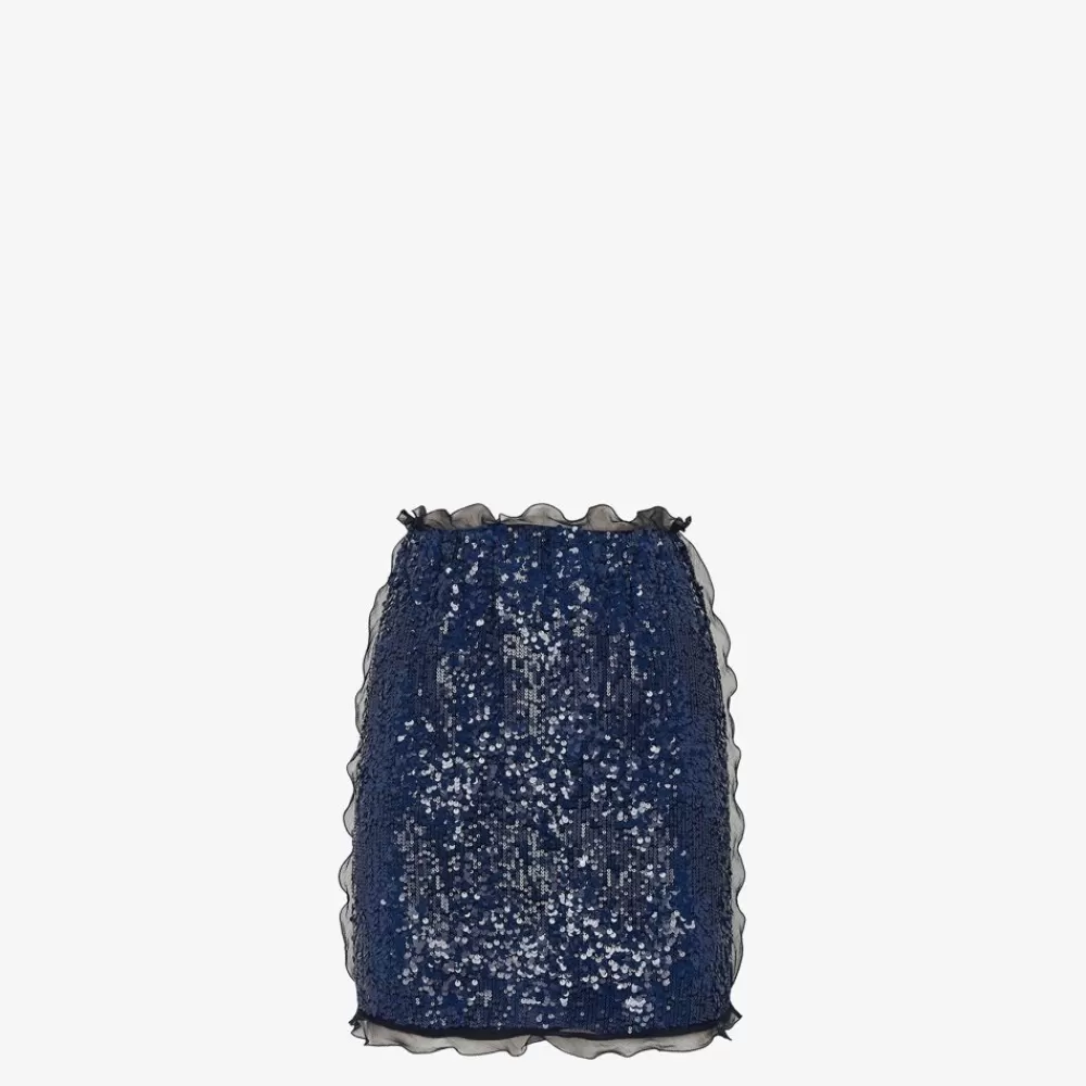 Gonne>Fendi Gonna Mini Con Paillette Ricamate Blu