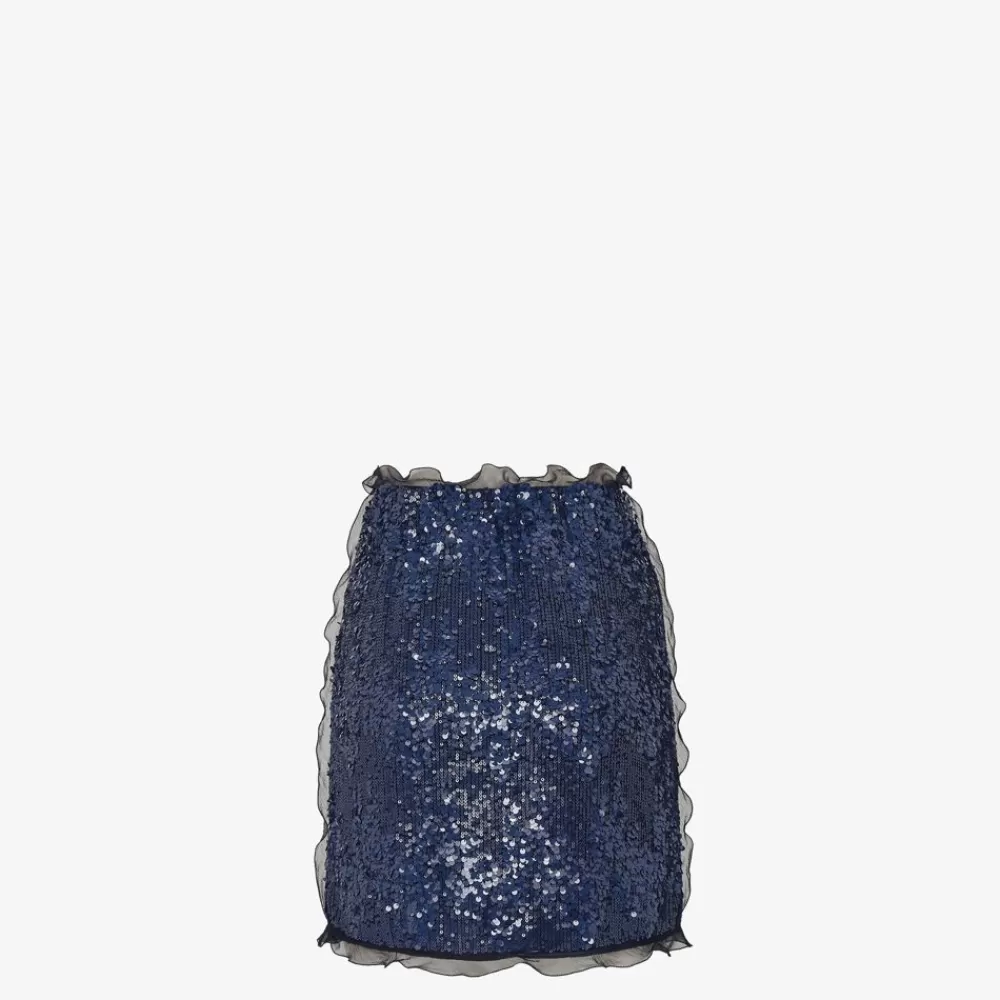 Gonne>Fendi Gonna Mini Con Paillette Ricamate Blu