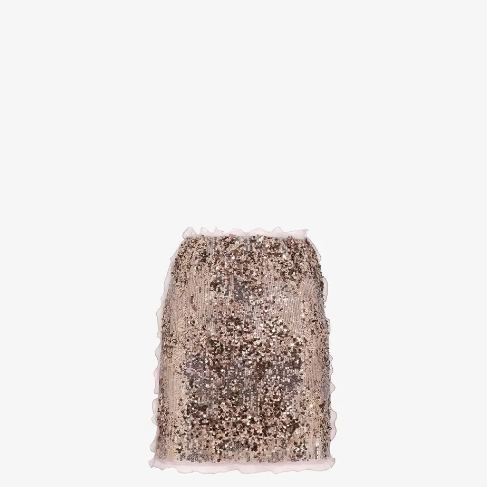 Gonne>Fendi Gonna Mini Con Paillette Ricamate Lilla