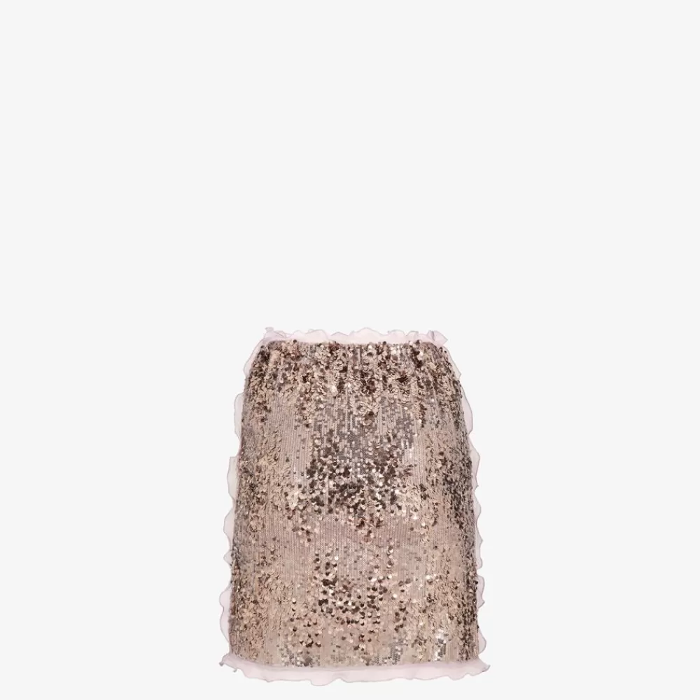 Gonne>Fendi Gonna Mini Con Paillette Ricamate Lilla