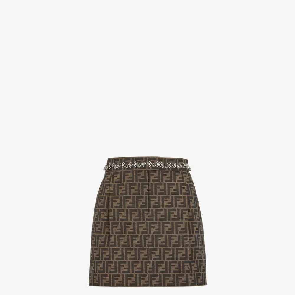 Completi>Fendi Gonna Mini In Canvas Ff Marrone