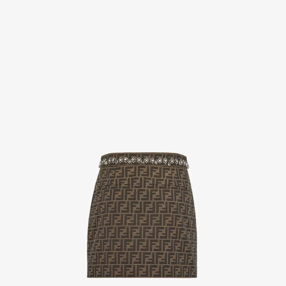 Completi>Fendi Gonna Mini In Canvas Ff Marrone