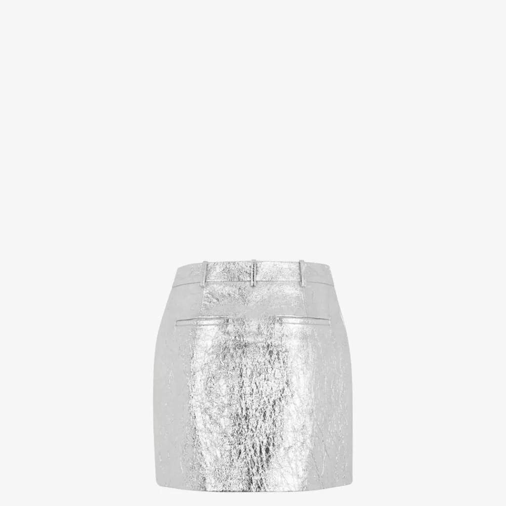 Gonne>Fendi Gonna Mini In Pelle Color Argento