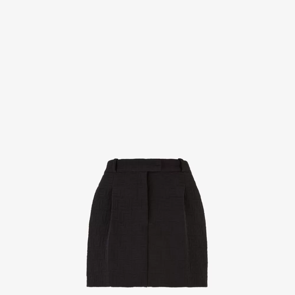 Completi>Fendi Gonna Mini In Tessuto Ff Jacquard Nero